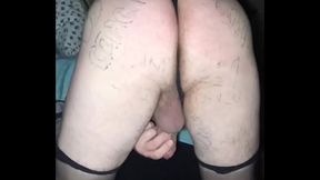 Hot slut undressed on camera! Shows a huge fat ass and masturbates! Black thongs and stockings!