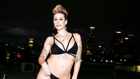 Short-haired MILF with tattoos takes BBC up her asshole