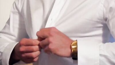 Buff hunk in a suit drills his partner balls deep