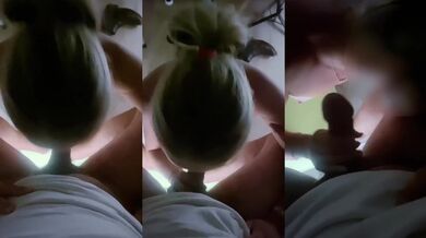 Blonde MILF Sucked Him Off While Husband Watched Hotel Window Risky Blowjob