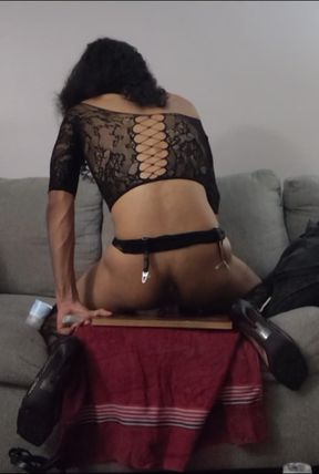 Fuchsia bear gets a black cock