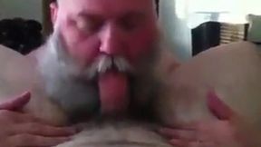 Bearded Daddy Sucks Big Cock