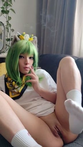 Gamer Girl smoking cig with no panties(full vid on my 0nlyfans/Manyvids)