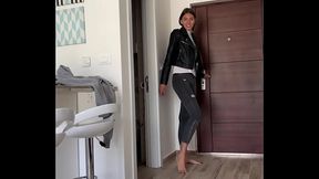 Quick Sex with Hot Teen in Leather Jacket - POV vertical Sex