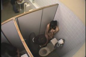 Naked Girl 18+ in Public Toilet – Craving Pussy Meets Fellow's Thick Cock