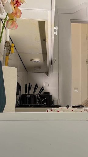 Hot Petite Sexy Girl in the Kitchen Masturbates on Christmas Day for Good Luck and Satisfaction