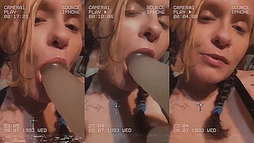 Me deep throating my dildo