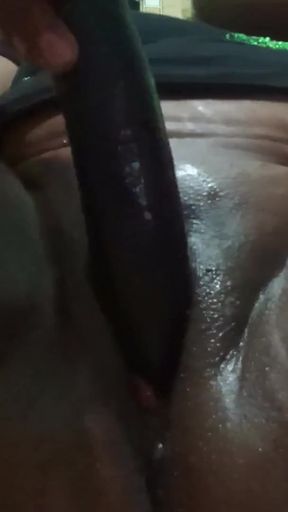 Big black pussy masterbation with Brinjal   Clip 1