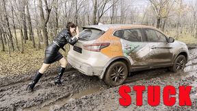 IRINA IS STRONGLY STUCK IN THE MUD LEATHER OUTFIT_1080_FULL VIDEO 21 MIN