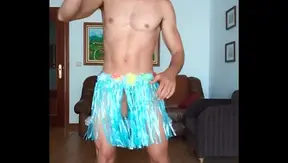 Hawaiian Skirt Dance Turns Into Steamy Masturbation Session With Big Cock Amateur Gay