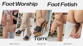 Foot worship, high heels, big ass, nudity, wrinkled soles, dangling heel (4)