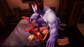 blue man with elf - warcraft porn parody