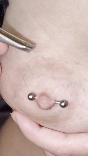 Pulling Hair with Tweezers on Natural Tits! BDSM! Hurt!