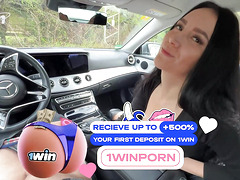 Car bj stepmom deep throats stepson's penis in his dad's rail - exceptional XXX porn!