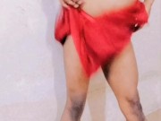 Permanent caged sissy bath and dance