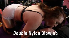 Evangelines Double Nylon Blowjob 04
