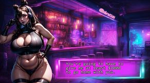 Busty cyberpunk hottie rejects you at the bar~