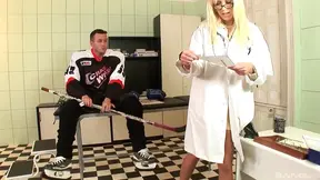 Horny Blonde Doctor Gets Rough Hardcore Sex from Hot Hockey Player