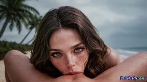 a cute girl who works at the hotel decided to show me a deserted beach on this island, but i couldn t resist and fucked her right there[ai]