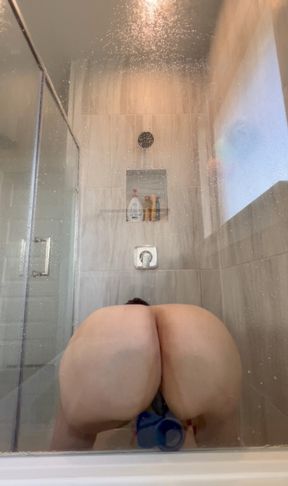 Shower dildo fuck