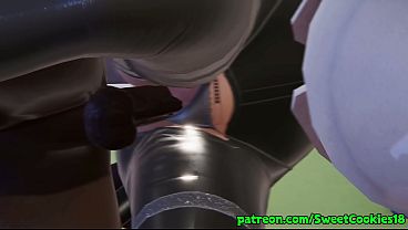 Goth Latex Girl Sucks &amp_ Gets Fucked by BBC in Toilet - Big Cumshot