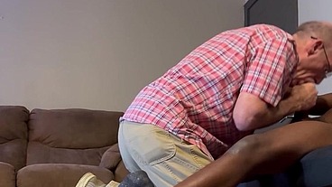 Old White Grandpa sucks young BBC