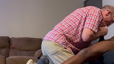 Old White Grandpa sucks young BBC
