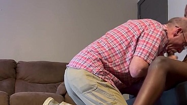 Old White Grandpa sucks young BBC