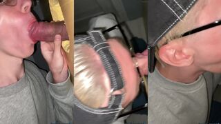Watch as this insatiable twink goes all out in gloryhole while father enjoys the ride
