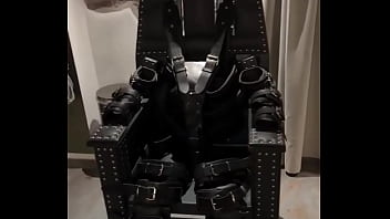Before and after  super heavy Bondage Chair, Rubber Catsuit, Studio Gum Mask and Blow-Up-Collar!