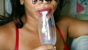 Deep Throat and Tongue in the Balls. I Drank Cum From the Glass Cup. Big Load of Cum.