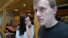 ”Guy penetrates attractive beautiful babe while cuckold plays bowling”