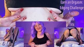 Earn An Orgasm Edging Challenge: Feet Ass Tits - Make It 3 Rounds Female Domination Orgasm Control JOI & Cum Countdown with Femdom Brat Mistress Mystique - MP4