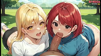 Facial cumshot in public park