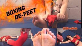 Boxing De-Feet 4k | Your pal, Ditria, gears up for the boxing match you two are about to have. You wish that she'd just put on her shoes already, with how much they're distracting you... but those feet - will motivate you throughout!
