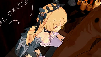 Fischl Blow Job Hentai Genshin Impact MMD 3D Clear Blue Clothes (CLIP)