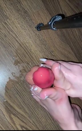 Wet Sloppy Foot Job on Dildo