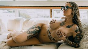 Skinny beauty reveals her sexy tattoos