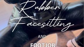 4k | Rubber Facesitting and footjob.