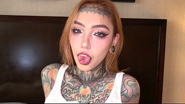 Tattooed Split Tongue Asian Baddie Jesse Is a Submissive Slut