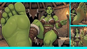 Orc Goddess Foot Domination Captured and Trampled Under Her Beautiful Green Bare Feet - AI Animated Fantasy Fetish