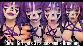 Clown Girl Gets 3 Facials and Breeding