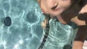 Hot and sexy girls suck&#x1F61C; cock&#x1F32D; by the pool in a wild 3some scene