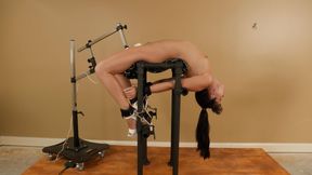 LilMizzUnique pipe bondage backwards bend with a Hitachi wand
