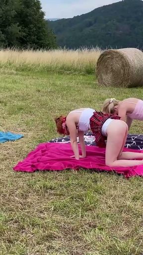 No Panties Yoga Outdoor Girls in Shortest Miniskirt Skirts   Clip 2