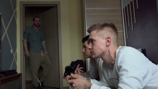 brought two friends and cum on them together with stepfather