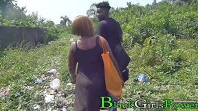Jungle Pounding: Ebony MILF Gets Hardcore Doggystyle and Blowjob from Two Big Dick Adventurers