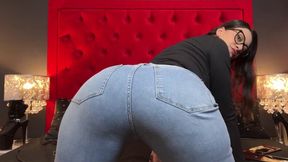 Eat your cum for coworker Christina's jeans ass