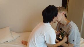 Handsome Japanese Hunk Chokes on Thick Cock Gushing Cum Explosion