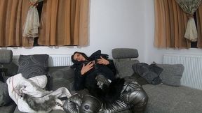 fur hooded downjacket obsession – masturbation, layering & intense orgasm